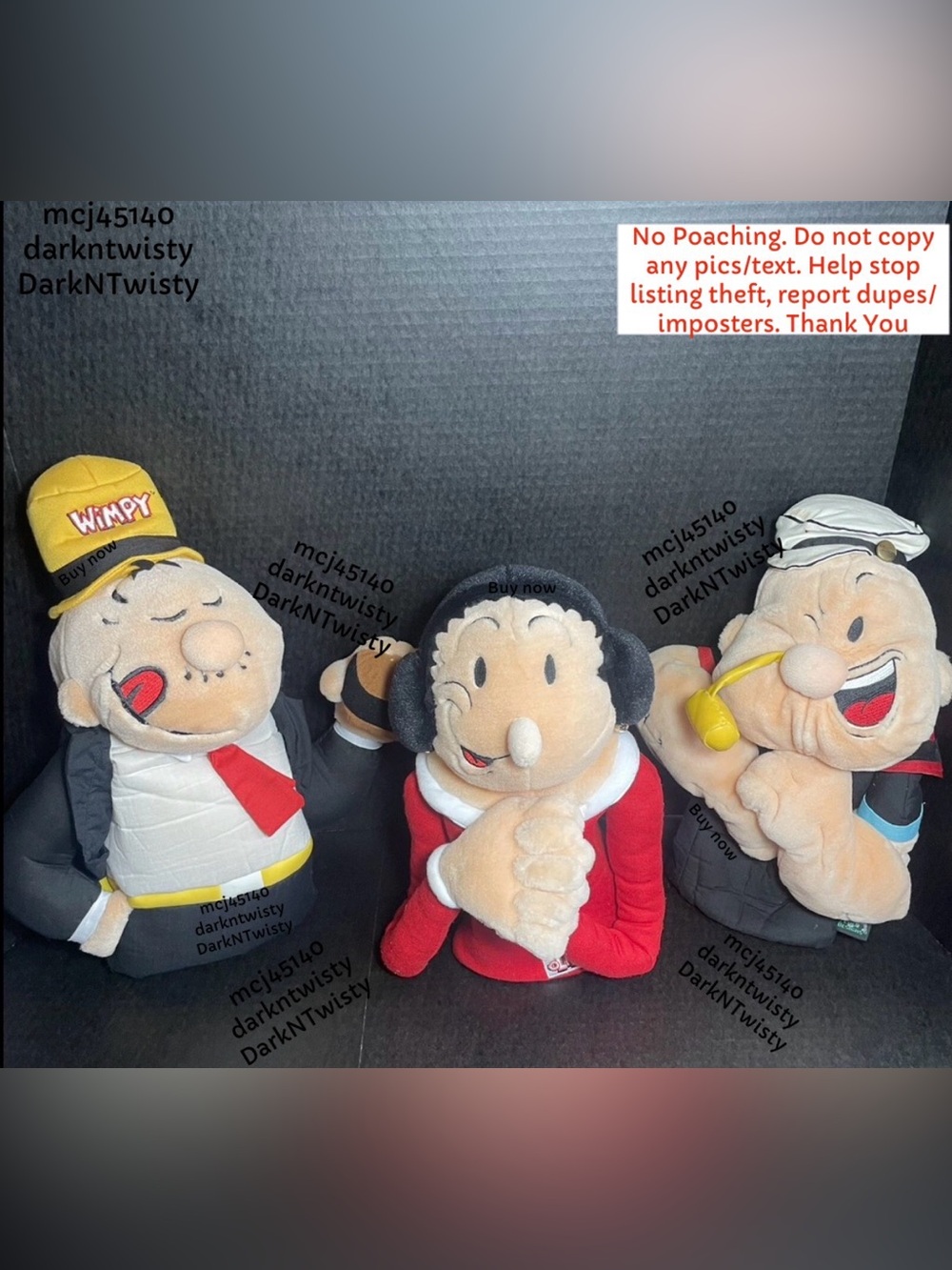 Winning Edge Designs 3 Vintage Puppets Popeye, Olive Oyl, Wimpy PRICE VERY FIRM